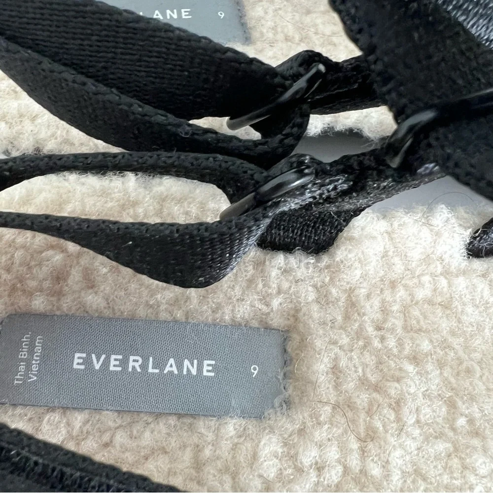Everlane The Renew Sport Sherpa Fleece Sandal Black Cream Size 9